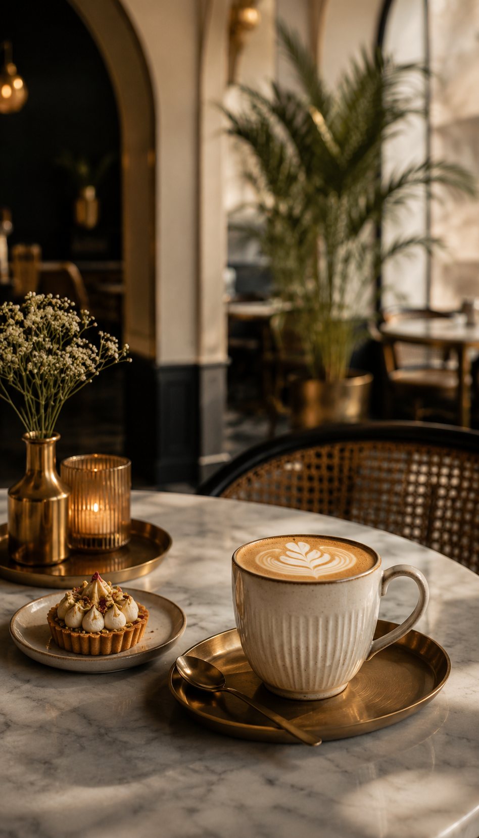 Brand photograph of a warm, elegant café interior