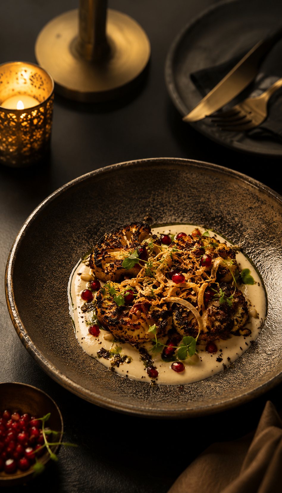 Brand photograph of an artfully plated restaurant dish